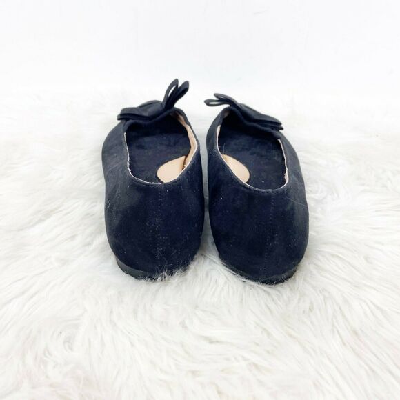 Lane Bryant 8 Wide Womens Black Faux Suede Illusion Bow Pointed Toe Flats - Picture 3 of 8